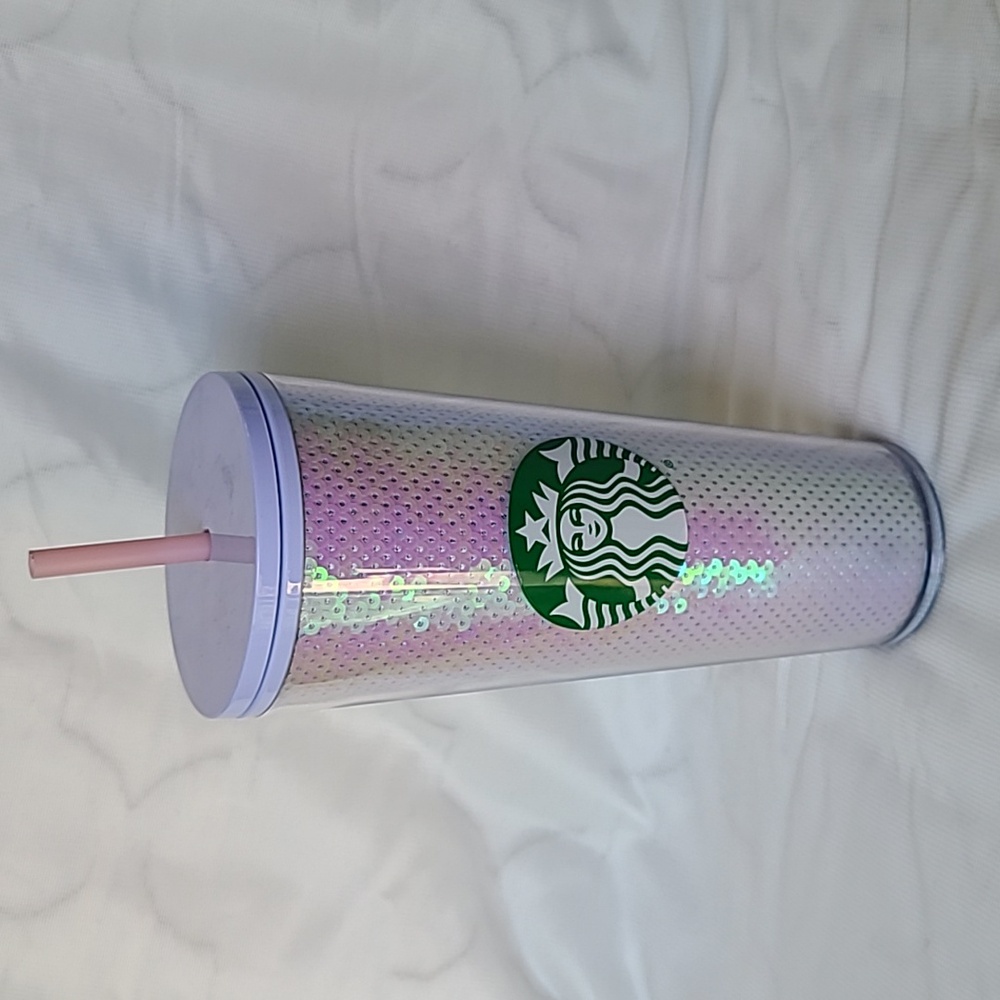 Starbucks Sequin Iridescent Tumbler Pink Cold Cup Venti 24 Fluid Ounce